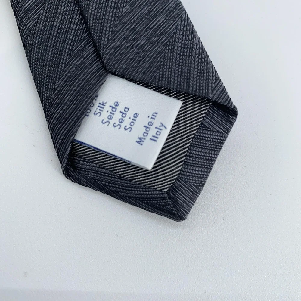 Eton Tie Mens One Size Off White Brown Silk Herringbone Necktie Made In Italy